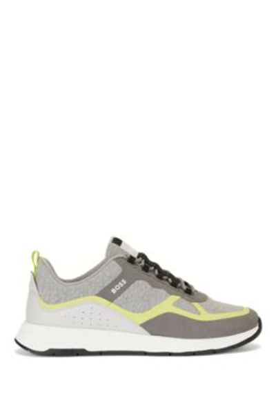 Hugo Boss Mixed-material Trainers With Bonded-leather Accents In Yellow |  ModeSens
