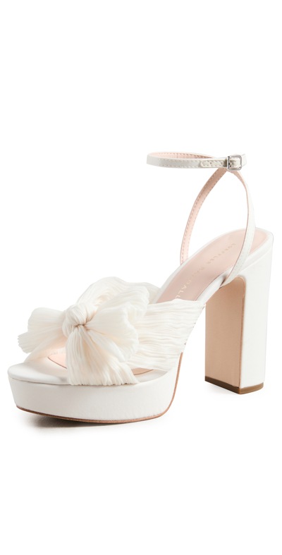 Loeffler Randall Isabel Embroidered Knot Platform Sandal In Pearl