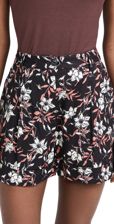 Shop Rag & Bone Ivy Printed Linen Shorts In Black Floral