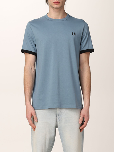 Shop Fred Perry Cotton Tshirt In Sky
