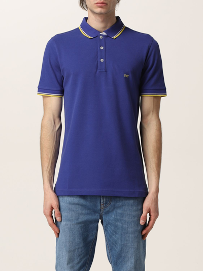 Fay Polo Shirt With Embroidered Logo In Blue