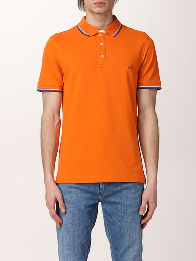 Shop Fay Polo Shirt With Embroidered Logo In Yellow