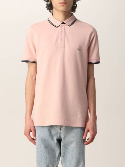 Shop Fay Polo Shirt With Embroidered Logo In Pink