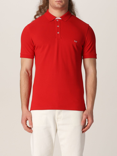 Shop Fay Stretch Cotton Polo Shirt With Logo In 樱桃色
