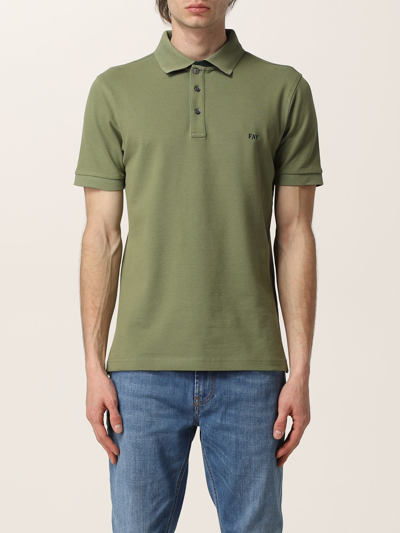Shop Fay Stretch Cotton Polo Shirt With Logo In 军绿色