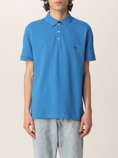 Shop Fay Stretch Cotton Polo Shirt With Logo In 蓝色 2