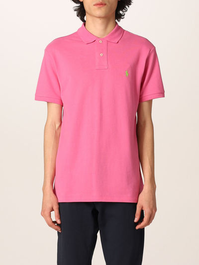 Shop Polo Ralph Lauren Cotton Polo Shirt With Logo In Pink