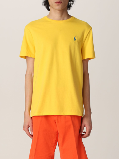 Shop Polo Ralph Lauren Cotton T-shirt With Logo In Yellow