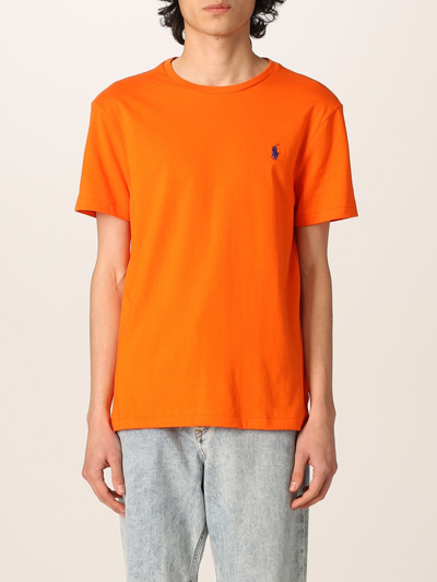 Shop Polo Ralph Lauren Cotton T-shirt With Logo In Orange