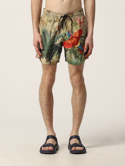 Shop Etro Swim Shorts With Tropical Print In Green