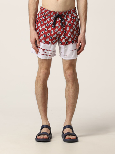 Shop Etro Swim Shorts With Bandana Print In Red