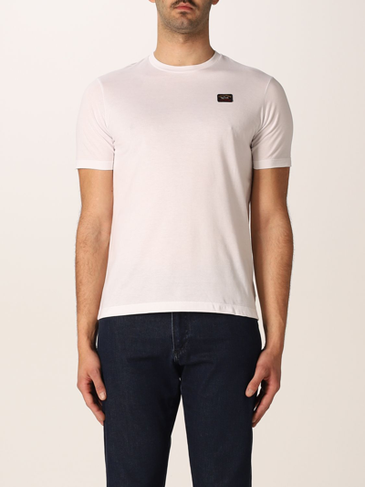 Shop Paul & Shark Cotton T-shirt With Logo Patch In White