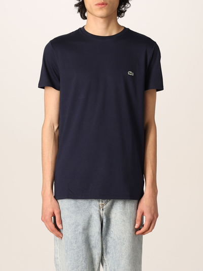 Lacoste Mens Classic Fit Cotton Jersey T-shirt In Blue