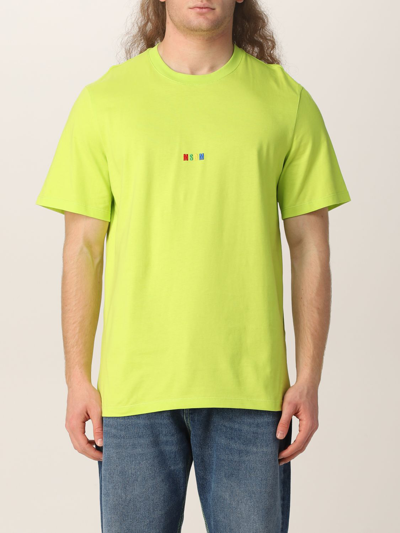 Shop Msgm T-shirt With Embroidered Logo In Green