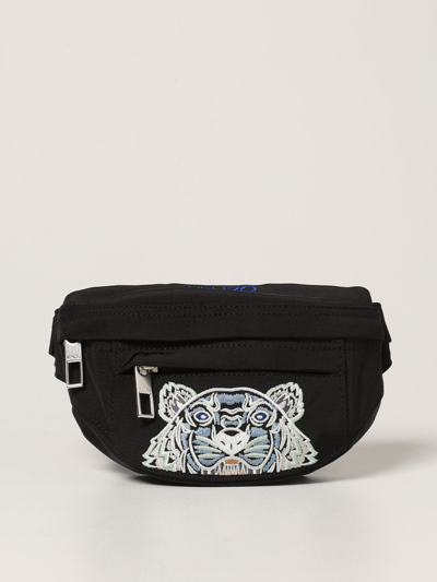 Shop Kenzo Pouch In Technical Canvas With Embroidered Tiger In Black