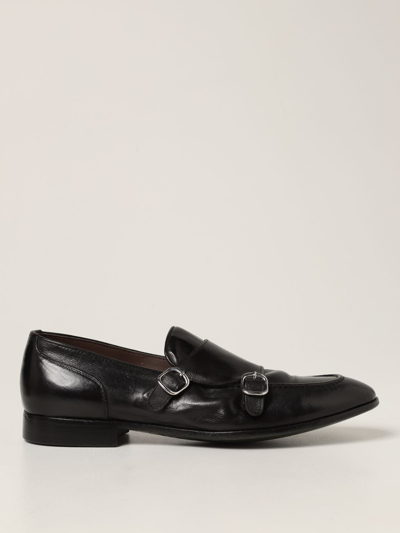 Shop Green George Leather Monk Strap In Black