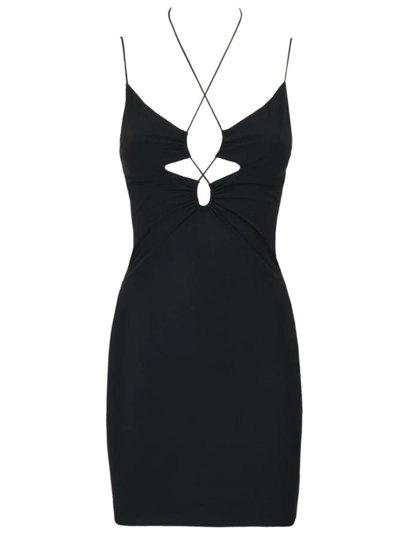 Shop Amazuìn Black Kamila Mini Dress With Cut-out Detail In Nero