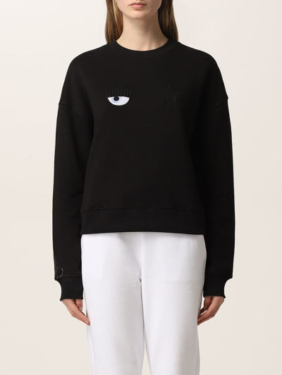 Shop Chiara Ferragni Sweatshirt With Eye-star Logo In Black
