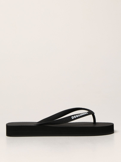 Shop Dsquared2 Thong Sandals In Black