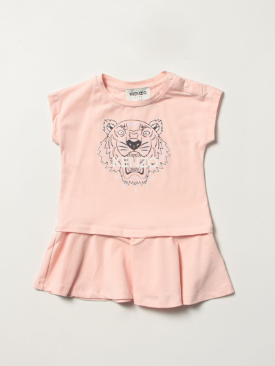 Shop Kenzo Junior T-shirt Dress With Tiger Logo In Pink