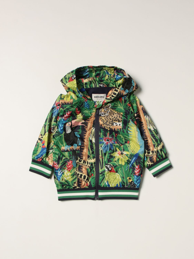 Shop Kenzo Junior Printed Hooded Jacket In Multicolor