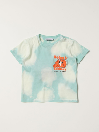 Shop Dolce & Gabbana T-shirt With Cloud Print In Gnawed Blue