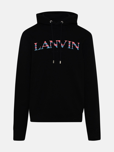 Shop Lanvin Black Cotton Logo Hoodie