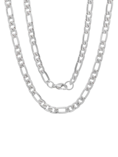 Shop Anthony Jacobs Men's Stainless Steel Figaro Chain Link Necklace In Silver