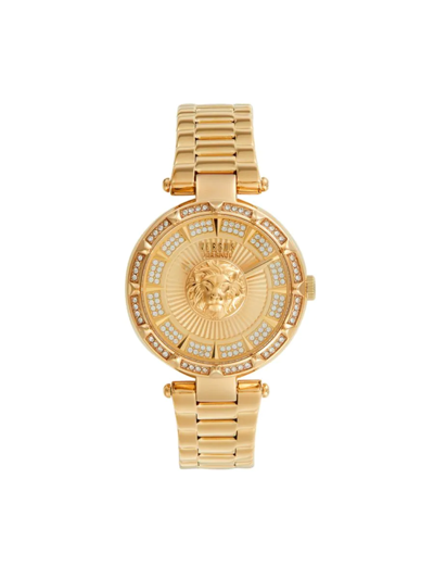 Shop Versus Women's 36mm Yellow Goldtone Ip Stainless Steel & Crystal Bracelet Watch