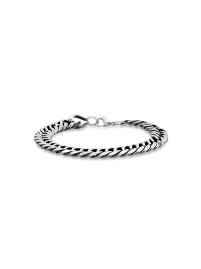 Shop Anthony Jacobs Men's Stainless Steel Cuban Link Chain Bracelet In Silver