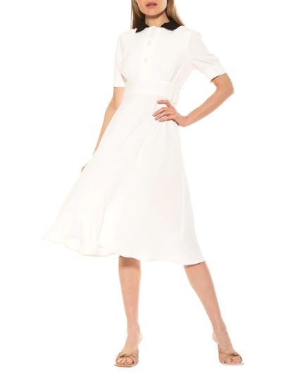 Shop Alexia Admor Contrast-collar Flare Dress In Ivory Black