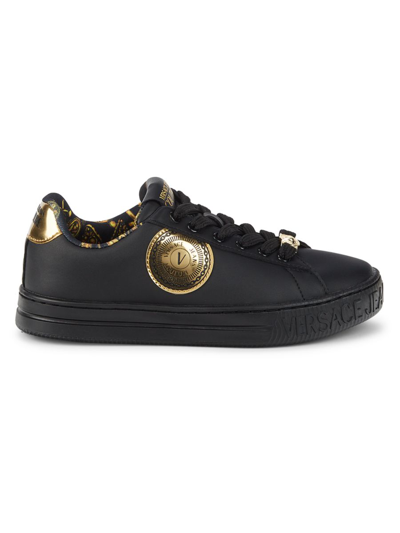 Shop Versace Jeans Couture Women's Logo Sneakers In Nero