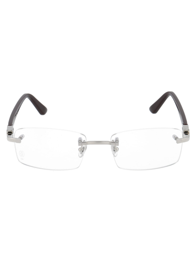 Shop Cartier Ct0287o Glasses In 003 Silver Burgundy Transparent