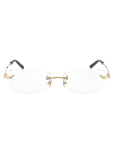 Shop Cartier Ct0086o Glasses In 001 Gold Gold Transparent