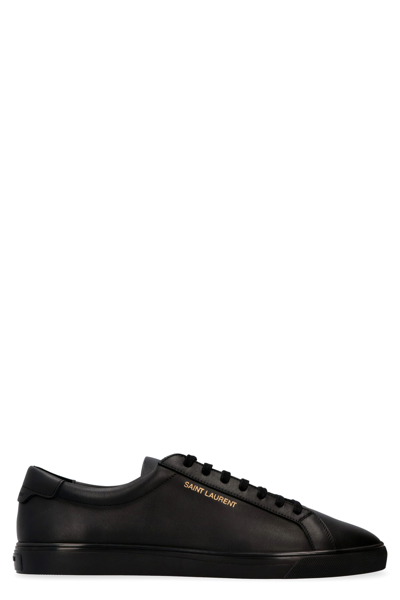 Shop Saint Laurent Brooklyn Leather Low-top Sneakers In Black