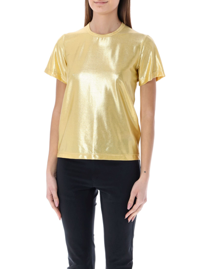 Shop Junya Watanabe Laminated S/s T-shirt In Gold Yellow