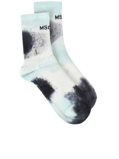 Shop Msgm Tie-dye Print Socks In Multi