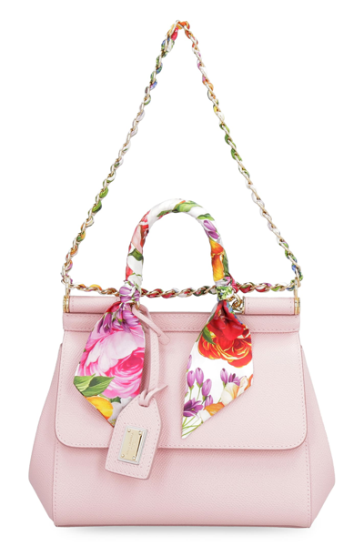 Shop Dolce & Gabbana Sicily Leather Handbag In Pink