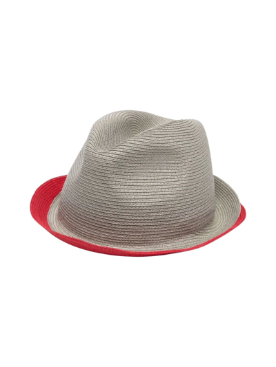 Shop Emporio Armani Borsalino Hat In Grey Red