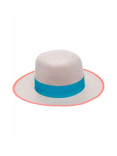 Shop Emporio Armani Bicolour Head Hat In Pearl Turqoise