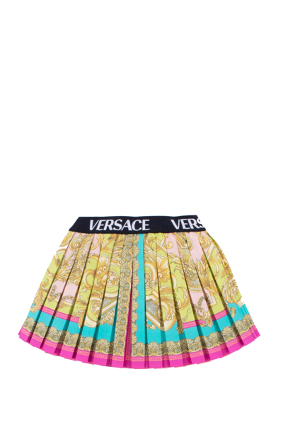 Shop Versace Pleated Skirt With Print In Multicolor