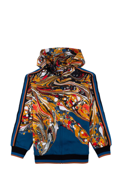 Shop Dolce & Gabbana Jersey Hooded Sweatshirt With Marbled Print In Multicolor