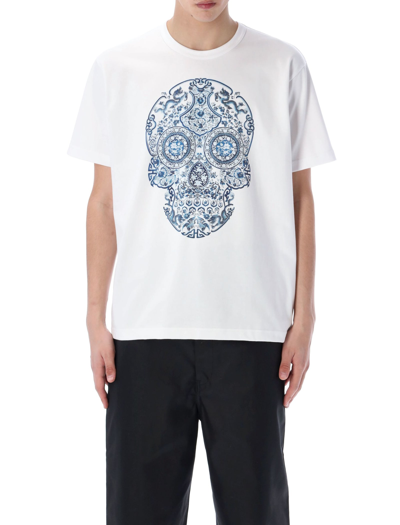 Shop Junya Watanabe Sugar Skull T-shirt In White