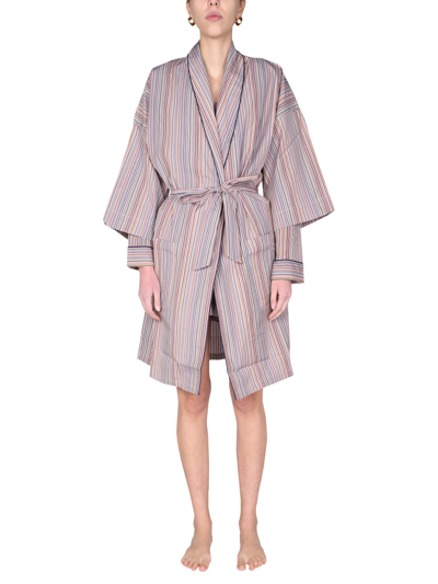 Shop Paul Smith Dressing Gown With Striped Pattern In Multicolor