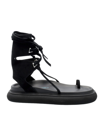 Shop Attico Selene Gladiator Sandals In Black