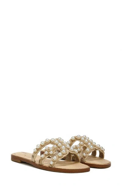 Shop Sam Edelman Bay Imitation Pearl Cutout Slide Sandal In Summer Sand