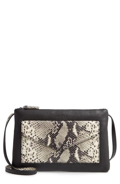 Shop Ted Baker Jessiee Exotic Leather Crossbody Bag In Black