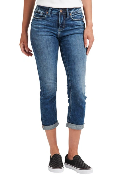 Shop Silver Jeans Co. Suki Straight Leg Capri Jeans In Indigo