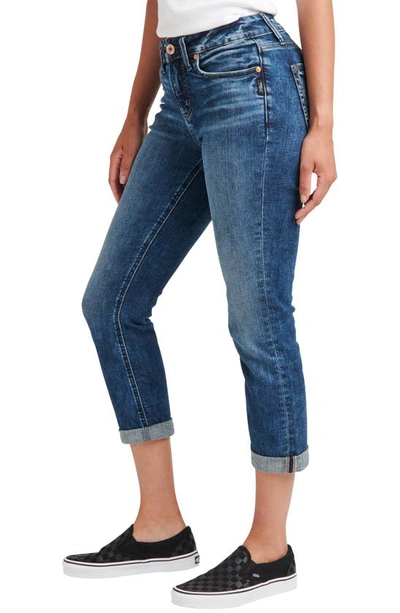 Shop Silver Jeans Co. Suki Straight Leg Capri Jeans In Indigo