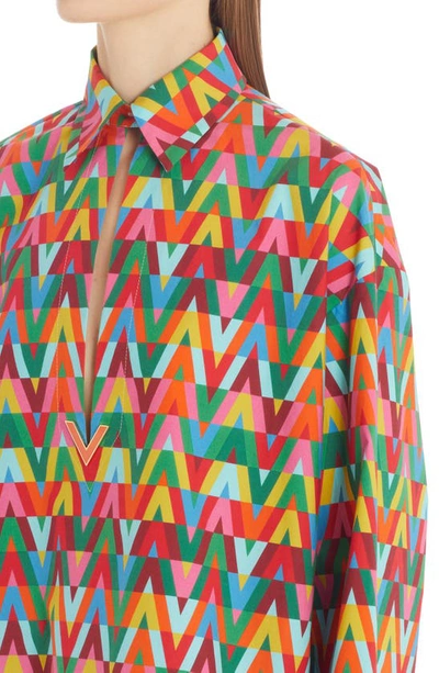 Shop Valentino Optical V Archive 1973 Cotton Blouse In Multicolor